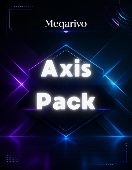 Meqarivo Axis Pack with neon blue and purple lines on a dark background