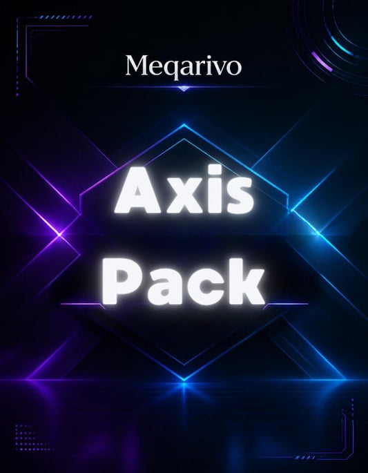 Meqarivo Axis Pack with neon blue and purple lines on a dark background