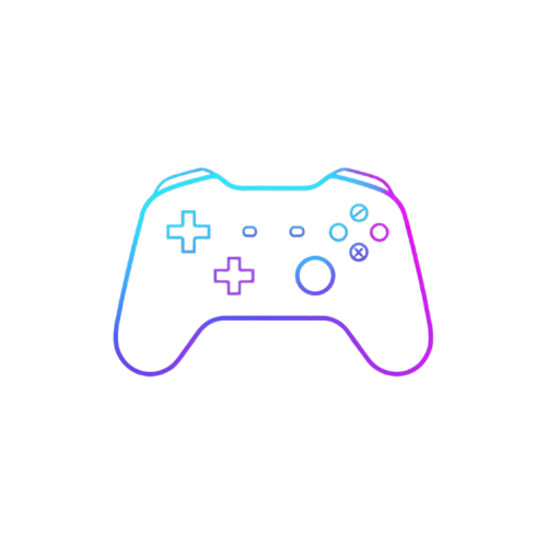 Gradient line drawing of a gaming controller on a white background