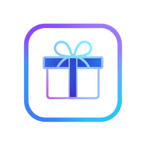 Gradient icon of a gift box with a bow on a white background