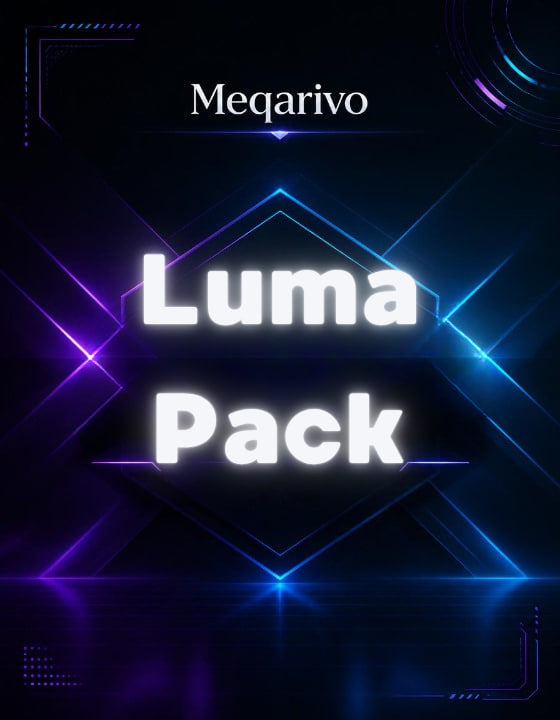 Meqarivo Luma Pack with neon blue and purple lines on a dark background
