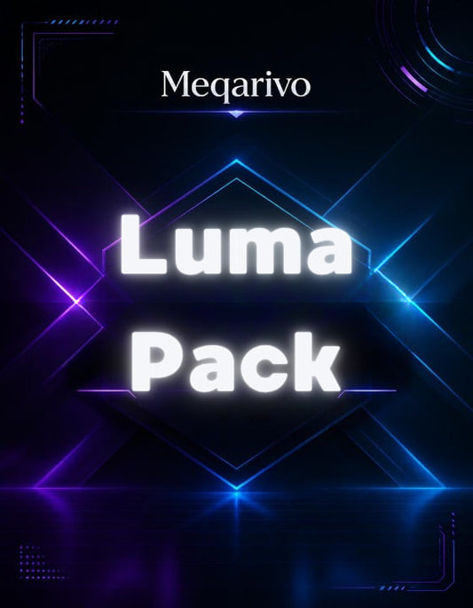 Meqarivo Luma Pack with neon blue and purple lines on a dark background