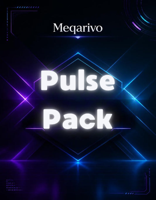 Meqarivo Pulse Pack with neon blue and purple lines on a dark background